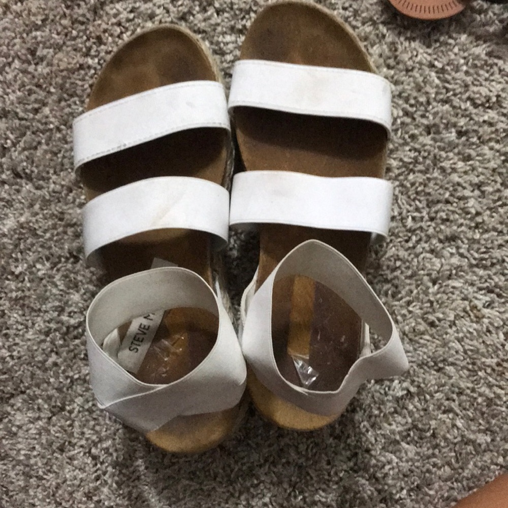 Steve Madden Kimmie white strappy platforms